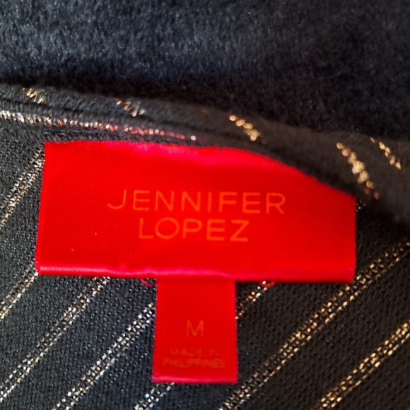 Jennifer Lopez Cowl Neck Sweater Black and Metallic top women's Medium - Picture 2 of 7